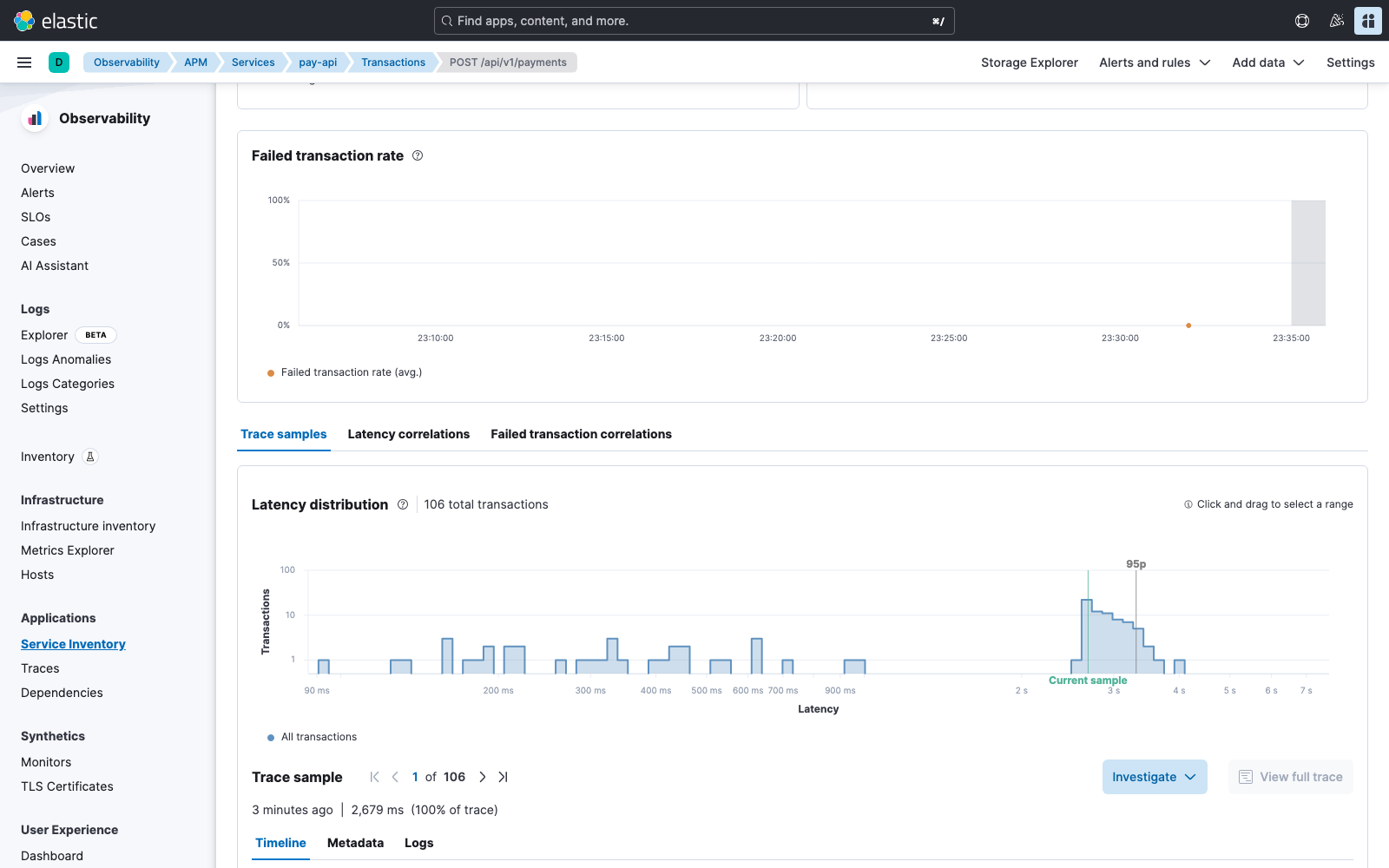 Kibana APM 트랜잭션